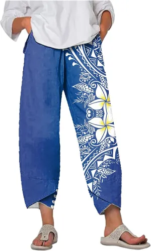 Capri Pants for Women Wide Leg Plus Size Casual Summer Beach Elastic Waist 2025 Fashion Trendy Pants with Pockets