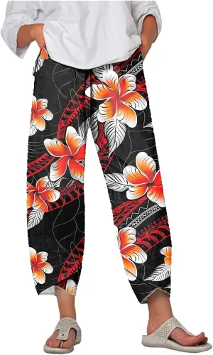 Capri Pants for Women Wide Leg Plus Size Casual Summer Beach Elastic Waist 2025 Fashion Trendy Pants with Pockets