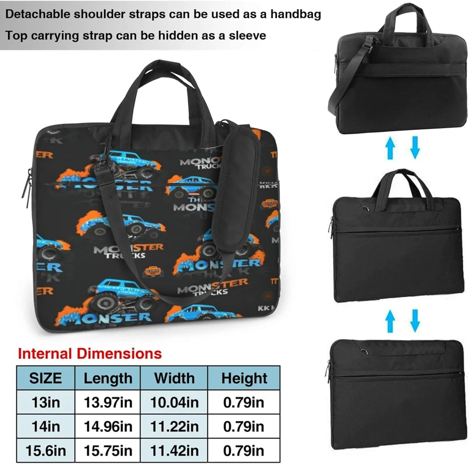 Cartoon Car Laptop Shoulder Bag for Women, Truck Pattern Laptop Sleeve Case Durable Computer Bag