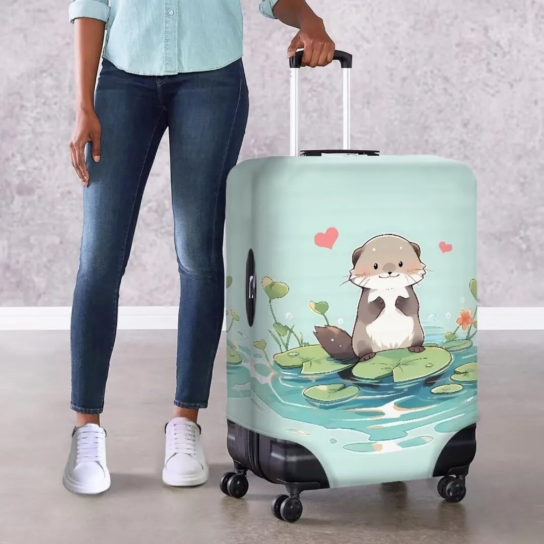 Cartoon Otter Print Luggage Cover Protector For Carry On Suitcase Elastic Durable Travel Suitcase Cover