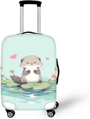 Cartoon Otter Print Luggage Cover Protector For Carry On Suitcase Elastic Durable Travel Suitcase Cover
