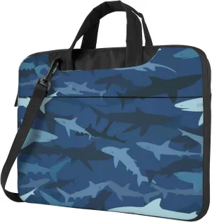 Cartoon Shark Laptop Shoulder Bag for Women, Shark Print Laptop Sleeve Case Durable Computer Bag