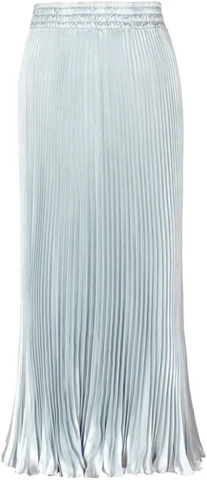 CHARTOU Womens Chic Elastic High Waisted Metallic Pleated Accordion Flowy Swing Maxi Long Skirt