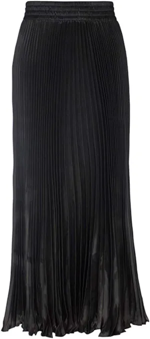 CHARTOU Womens Chic Elastic High Waisted Metallic Pleated Accordion Flowy Swing Maxi Long Skirt