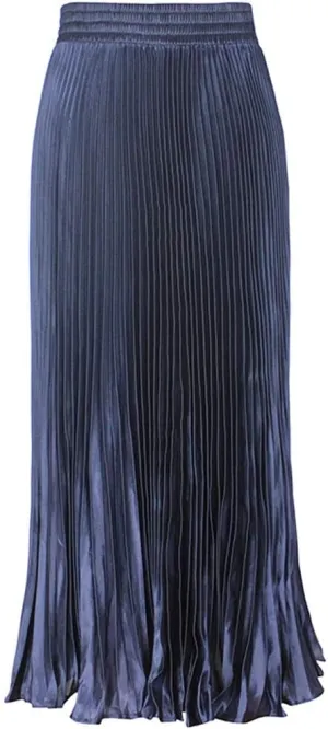 CHARTOU Womens Chic Elastic High Waisted Metallic Pleated Accordion Flowy Swing Maxi Long Skirt