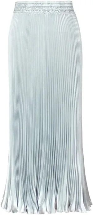 CHARTOU Womens Chic Elastic High Waisted Metallic Pleated Accordion Flowy Swing Maxi Long Skirt