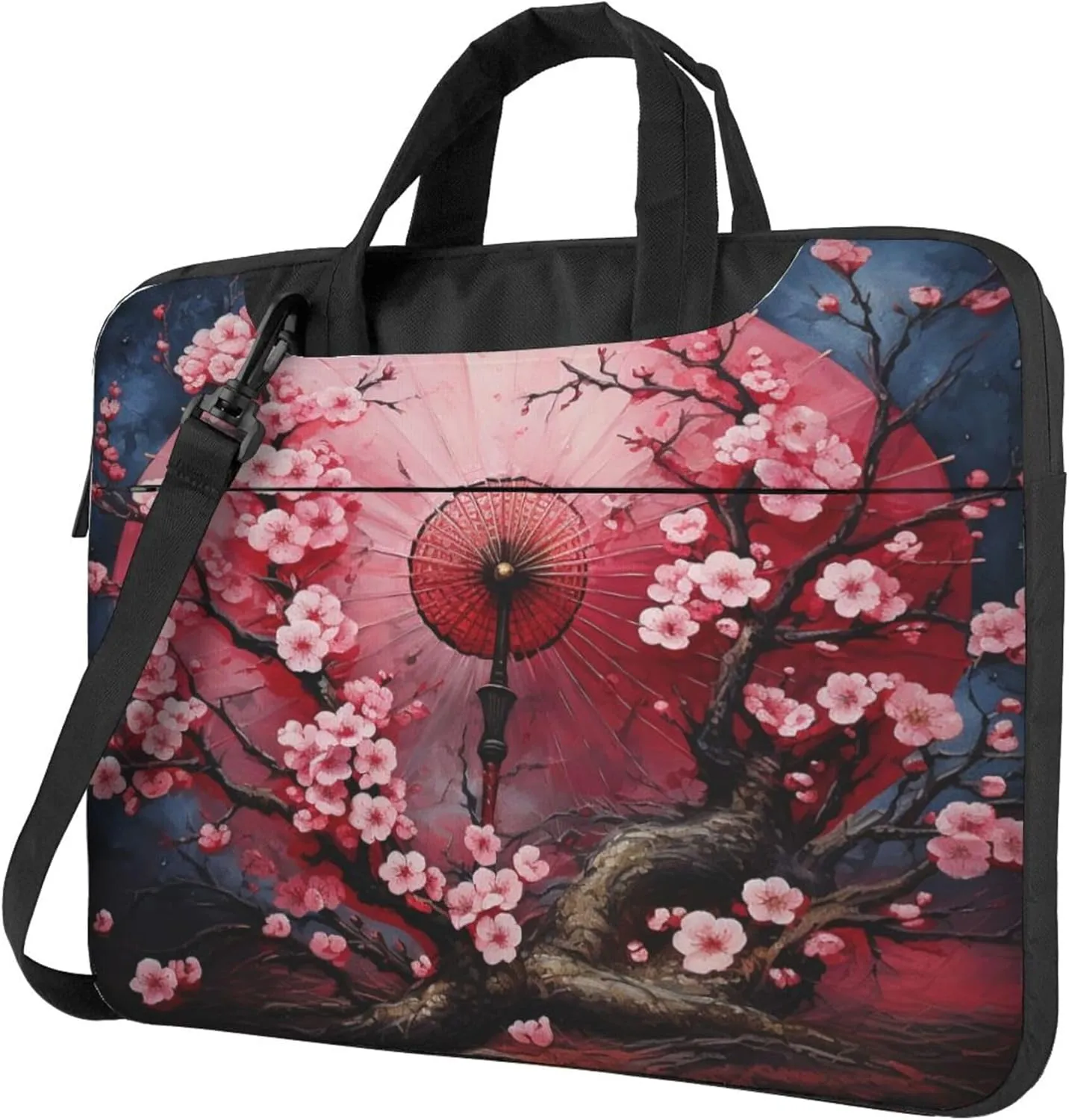 Cherry Blossom Laptop Shoulder Bag for Women, Japanese Flower Laptop Sleeve Case Durable Computer Bag