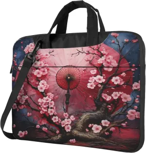 Cherry Blossom Laptop Shoulder Bag for Women, Japanese Flower Laptop Sleeve Case Durable Computer Bag