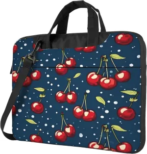 Cherry Fruit Polka Dots Laptop Shoulder Bag for Women, Laptop Sleeve Case Durable Computer Bag