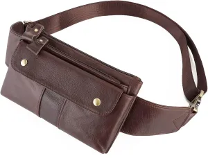 Chest Bag Mens Leather Waist Bag, Large Capacity Leather Satchel Bag, Retro Fashion Multilayer Mens Bag, Mobile Phone Bag