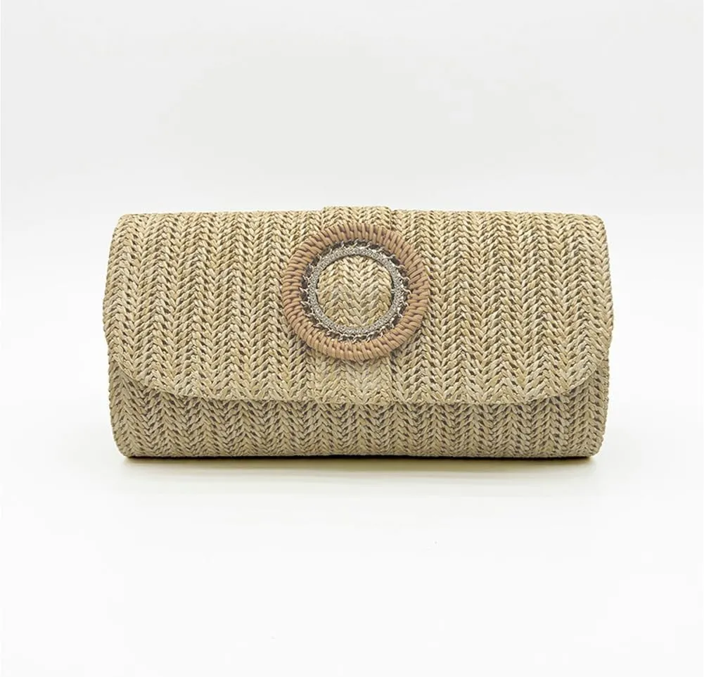 Chic Boho Clutch Purses for Women Straw Evening Handbag Rattan Woven Envelope Clutch Bag for Prom Party