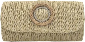 Chic Boho Clutch Purses for Women Straw Evening Handbag Rattan Woven Envelope Clutch Bag for Prom Party