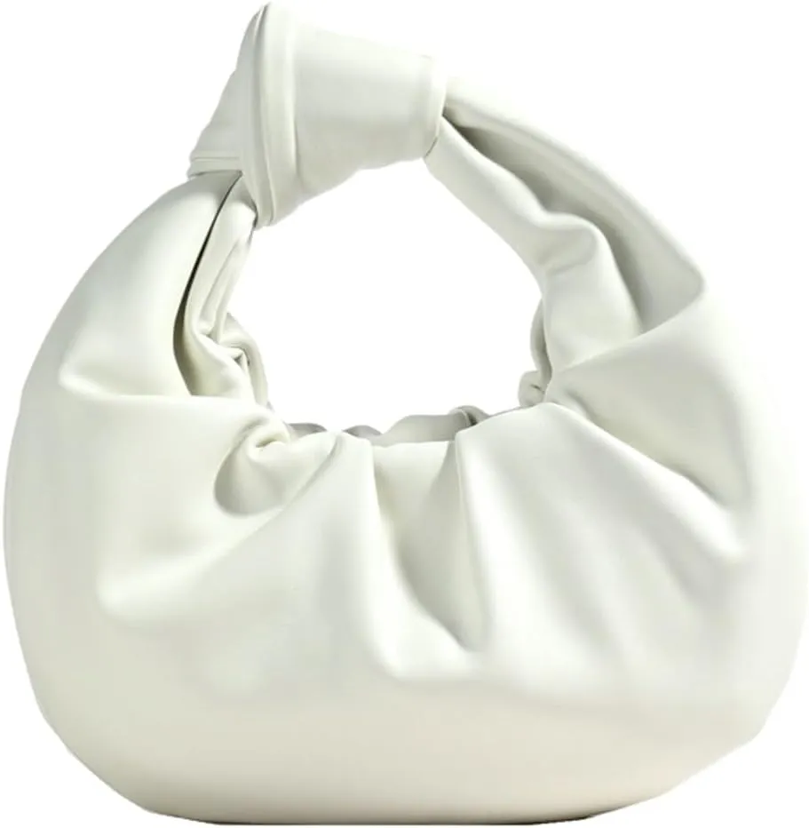 Chic Crescent Handbags for Women Small Cute Dumpling Tote Purse Soft Vegan Leather Clutch Trendy Pleated Satchel