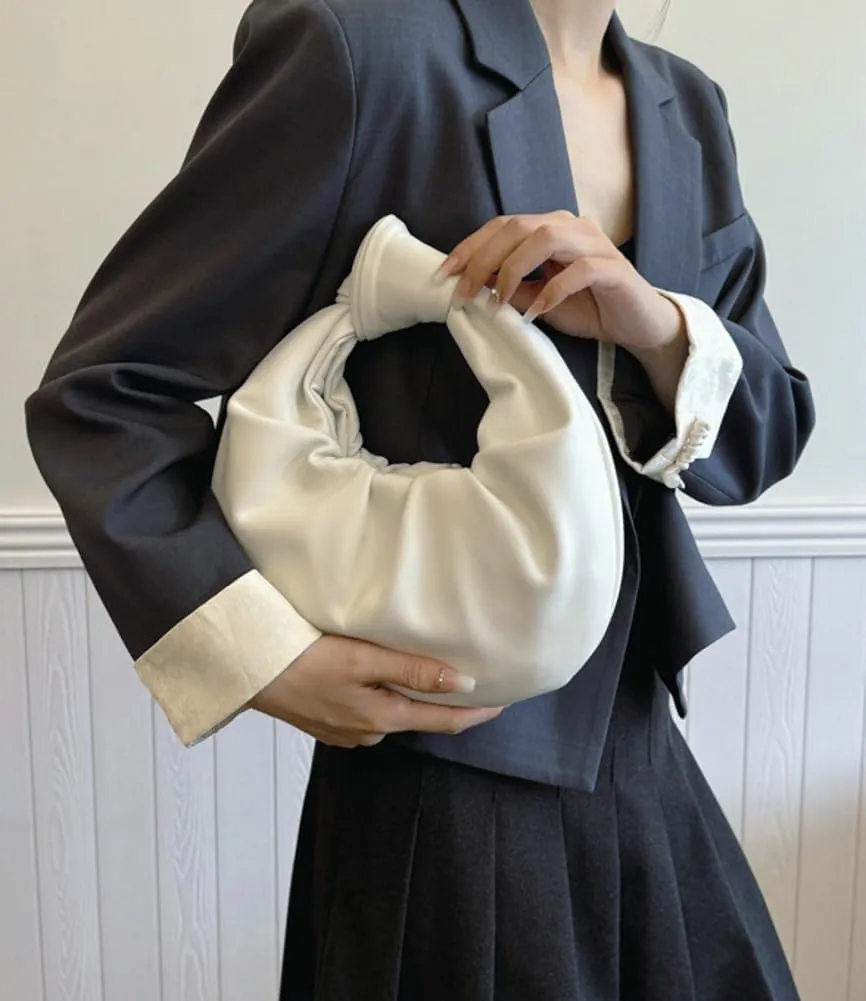Chic Crescent Handbags for Women Small Cute Dumpling Tote Purse Soft Vegan Leather Clutch Trendy Pleated Satchel