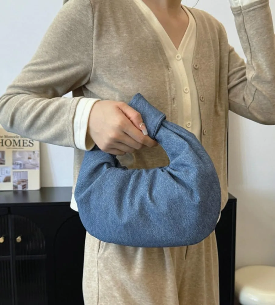 Chic Crescent Handbags for Women Small Cute Dumpling Tote Purse Soft Vegan Leather Clutch Trendy Pleated Satchel