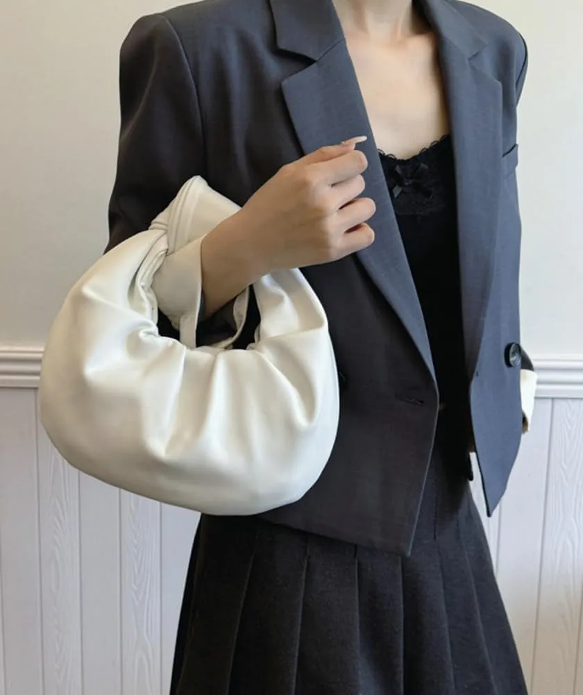 Chic Crescent Handbags for Women Small Cute Dumpling Tote Purse Soft Vegan Leather Clutch Trendy Pleated Satchel