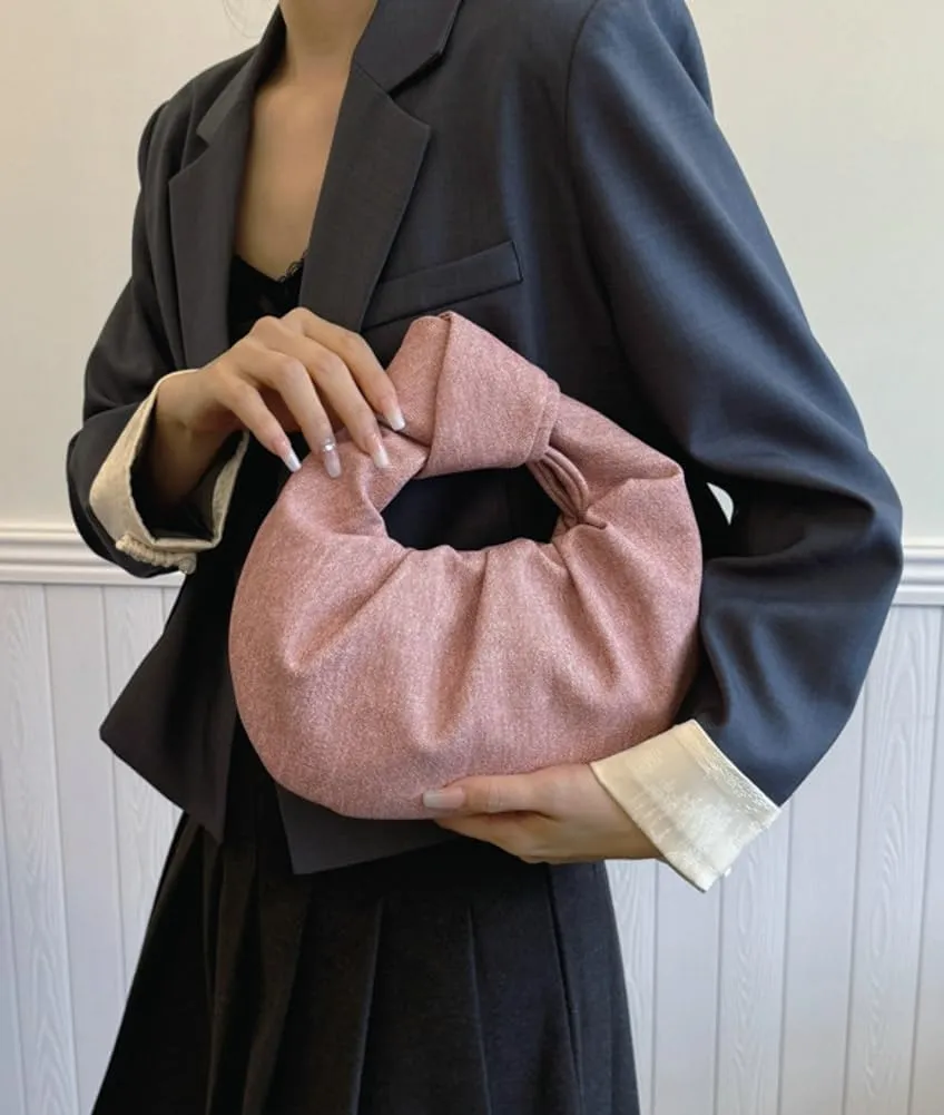 Chic Crescent Handbags for Women Small Cute Dumpling Tote Purse Soft Vegan Leather Clutch Trendy Pleated Satchel