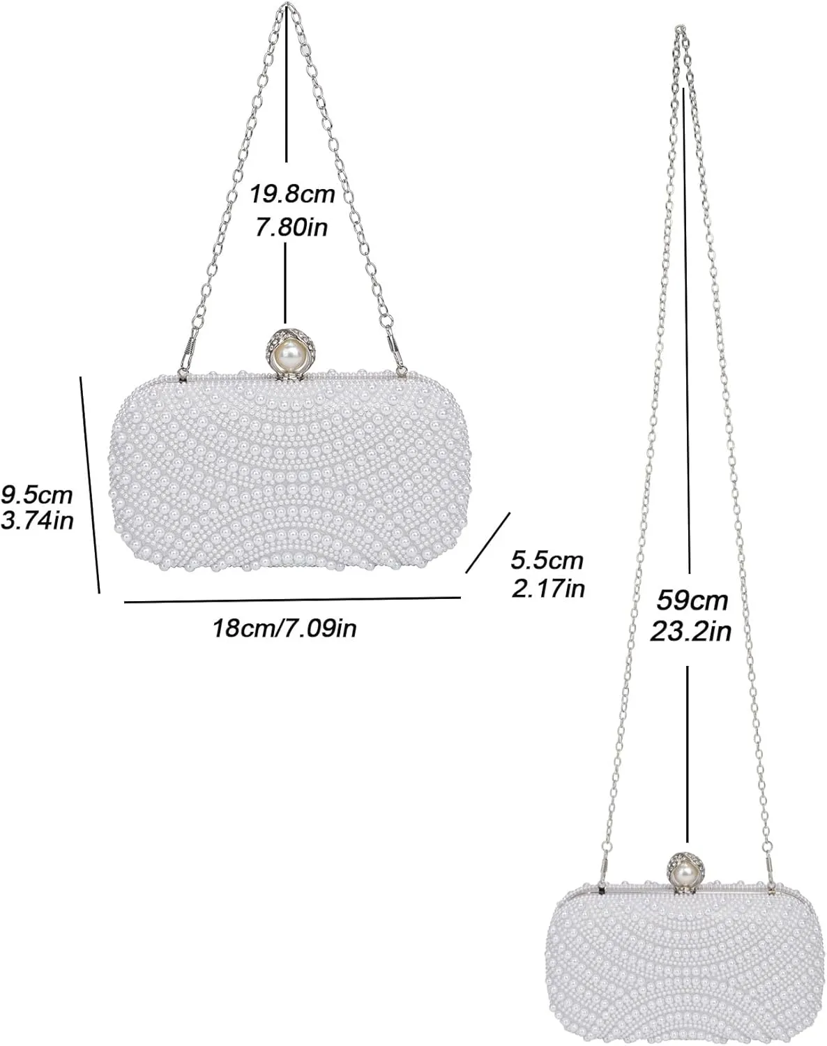 CHIC DIARY Pearl Purse for Women Wedding Crossbody Bag Evening Handbags Bride Small Clutch Purse White Beaded for Party