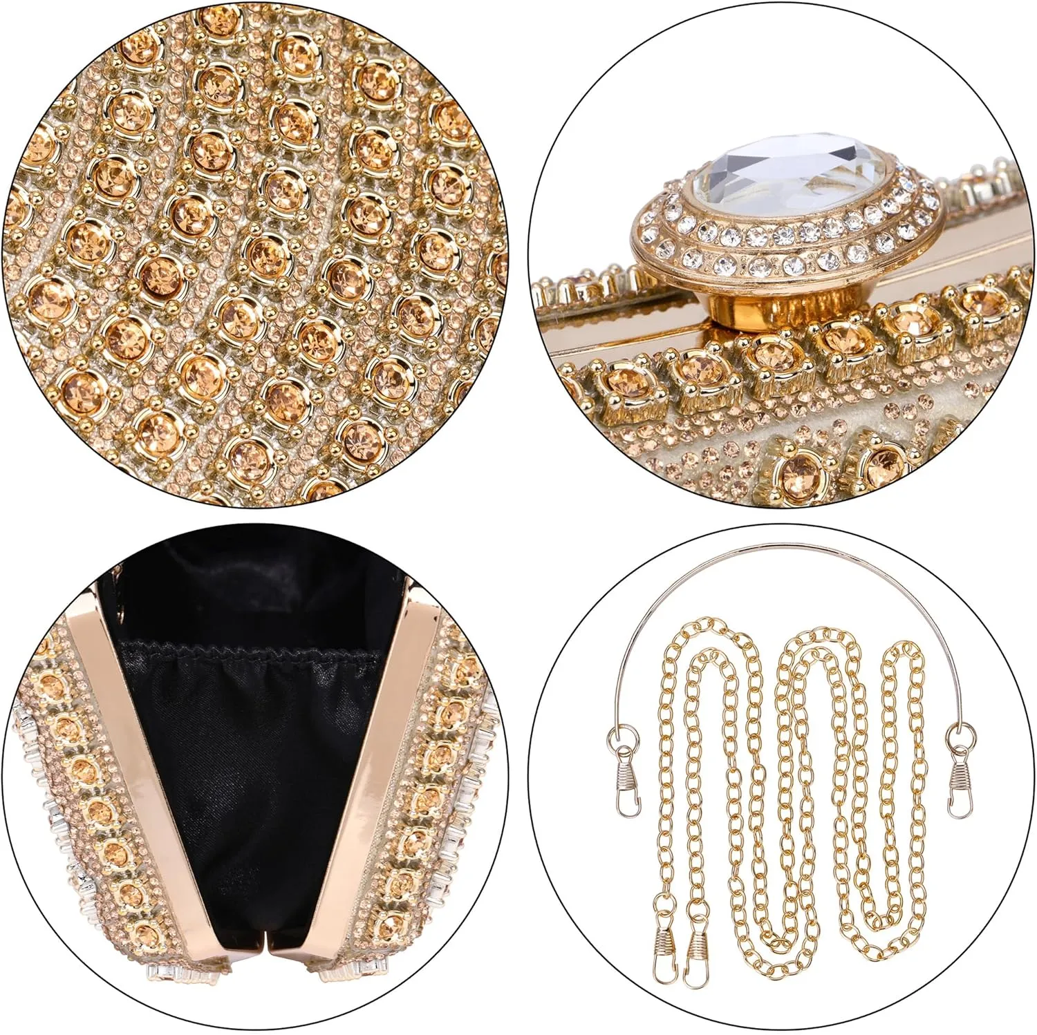 CHIC DIARY Women Sparkly Rhinestone Evening Bag Crystal Clutch Purse Glitter Shoulder Bag with Chain for Party Wedding