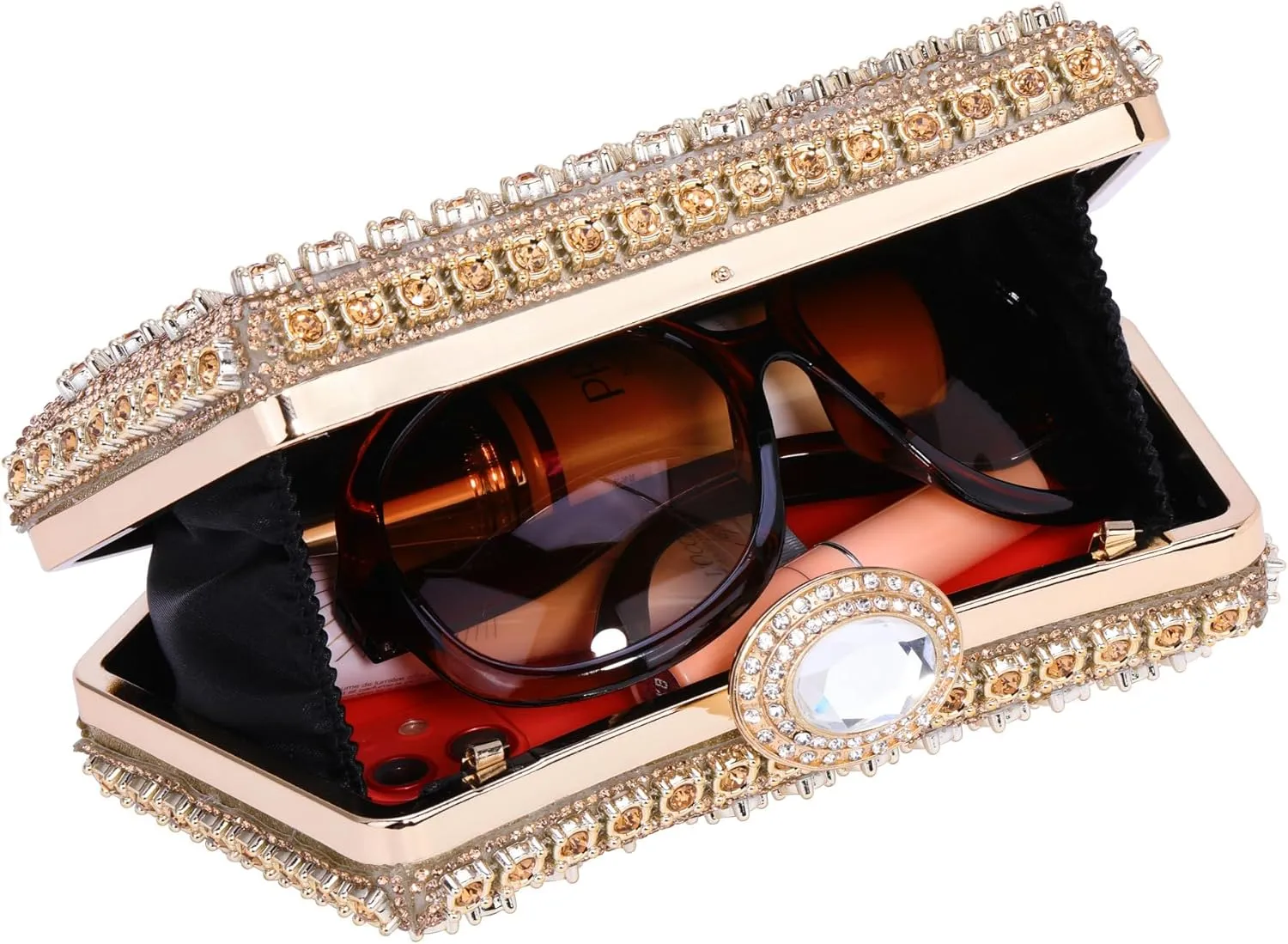 CHIC DIARY Women Sparkly Rhinestone Evening Bag Crystal Clutch Purse Glitter Shoulder Bag with Chain for Party Wedding