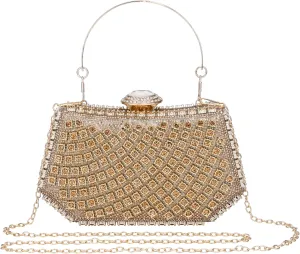 CHIC DIARY Women Sparkly Rhinestone Evening Bag Crystal Clutch Purse Glitter Shoulder Bag with Chain for Party Wedding