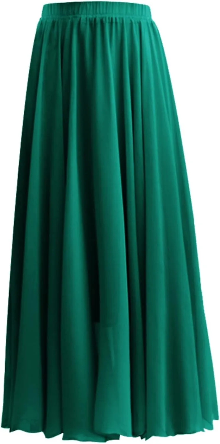 Chiffon Maxi Skirt for Women Summer Flowy Long Skirts Floor Length High Waisted Pleated Skirt Vintage Tea Party Dresses 2025