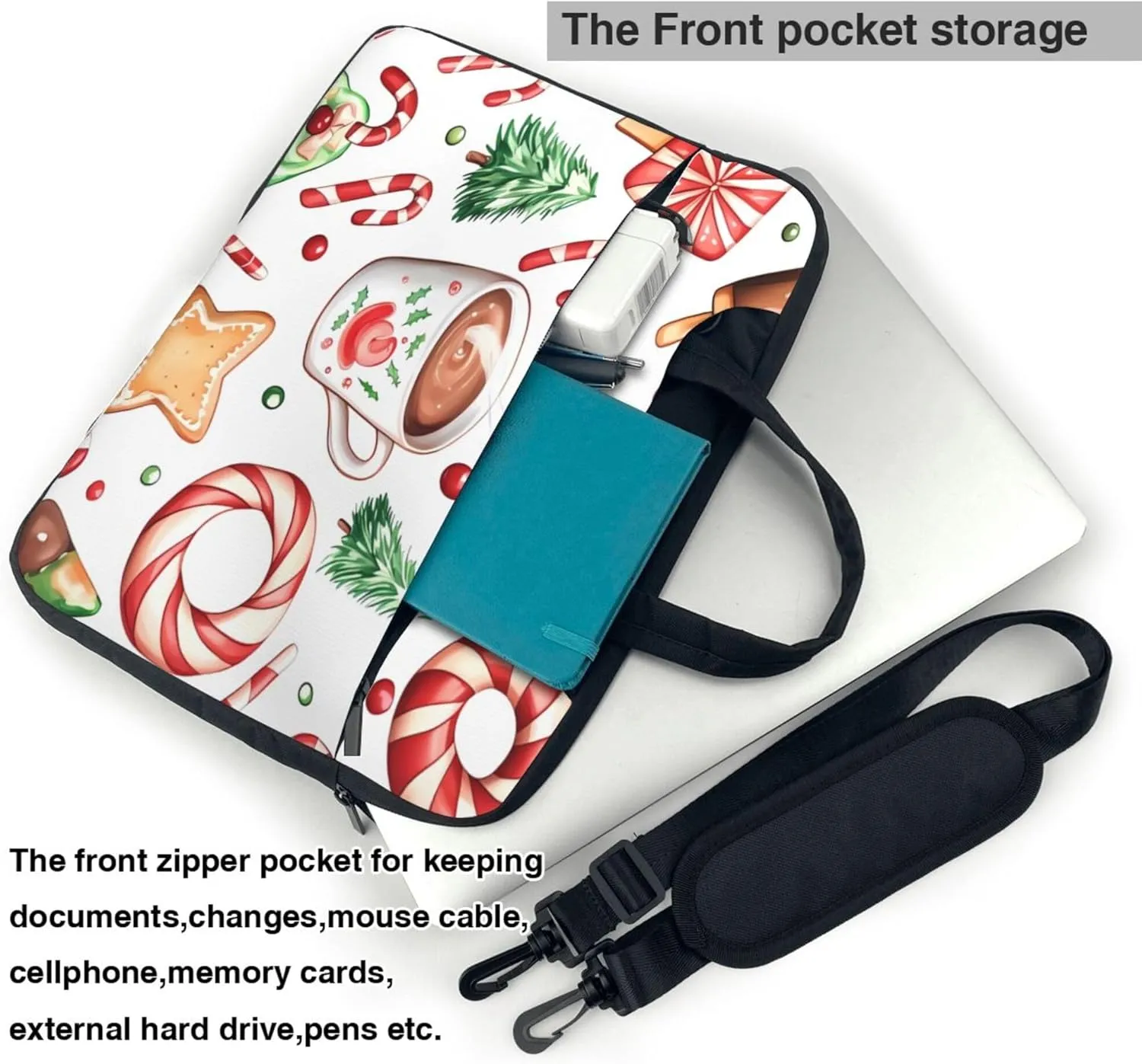 Christmas Tree Candy Laptop Shoulder Bag for Women, Laptop Sleeve Case Durable Computer Bag