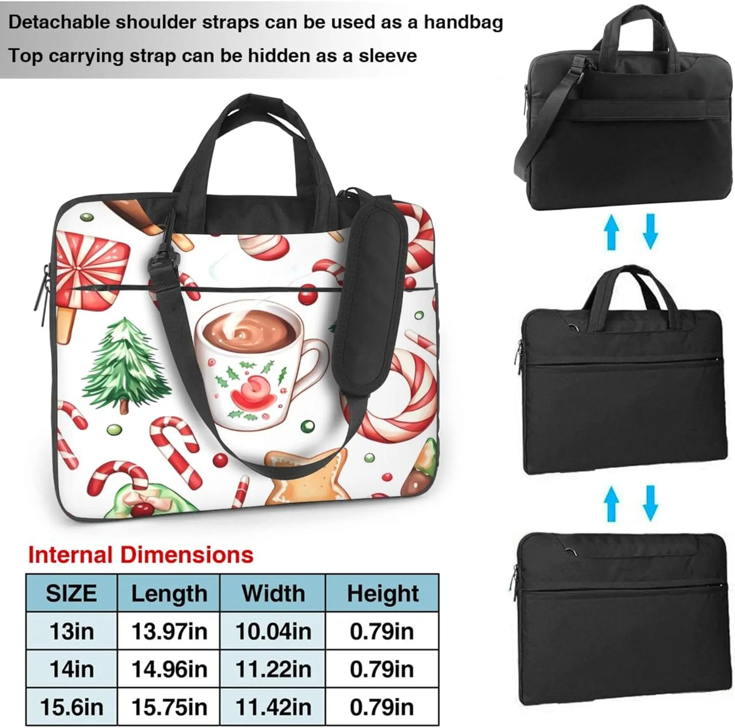 Christmas Tree Candy Laptop Shoulder Bag for Women, Laptop Sleeve Case Durable Computer Bag