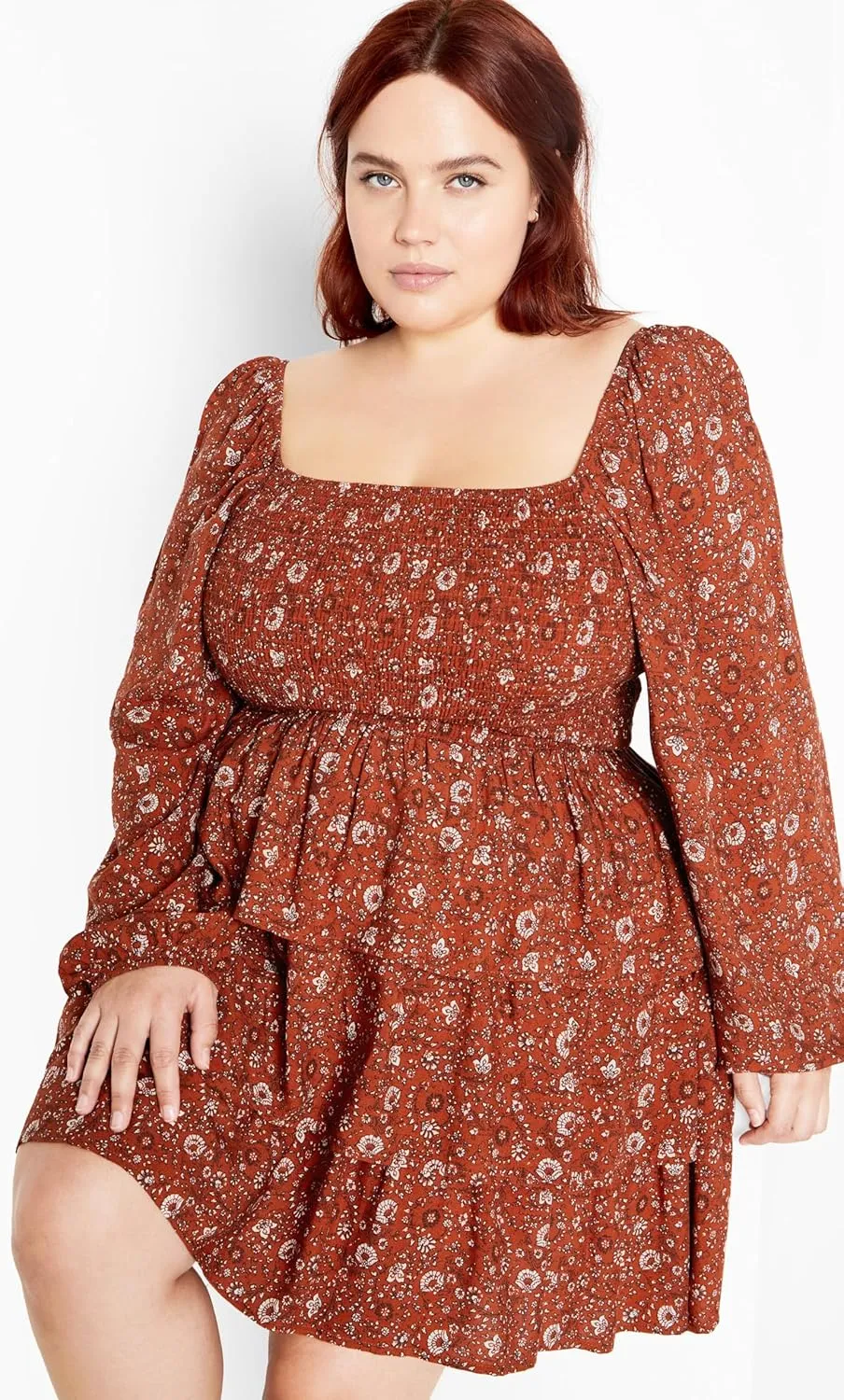 City Chic Plus Size Dress, Dahlia Mini Print Dress