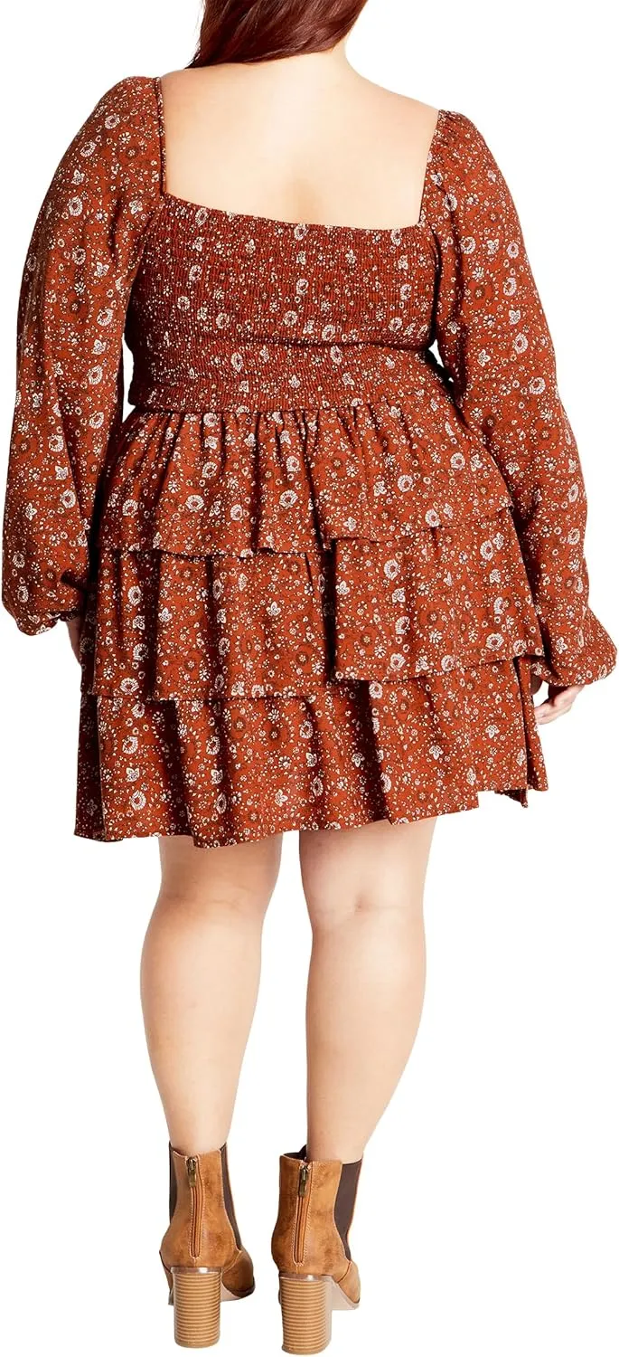 City Chic Plus Size Dress, Dahlia Mini Print Dress