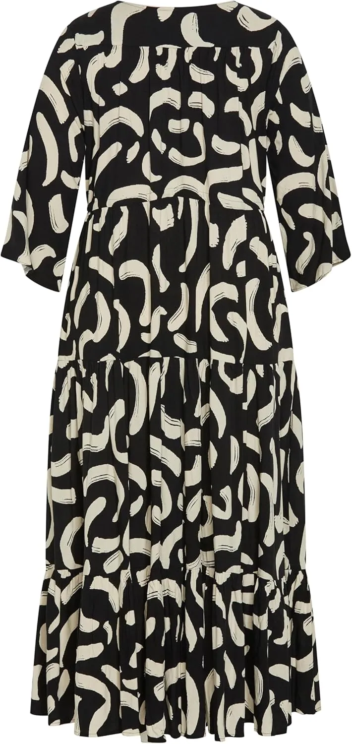 City Chic Plus Size Dress, Endless Sun Print Maxi Dress
