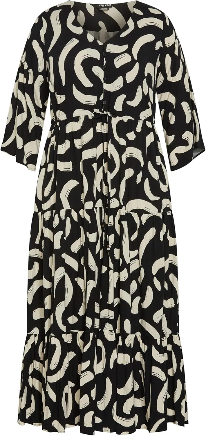 City Chic Plus Size Dress, Endless Sun Print Maxi Dress