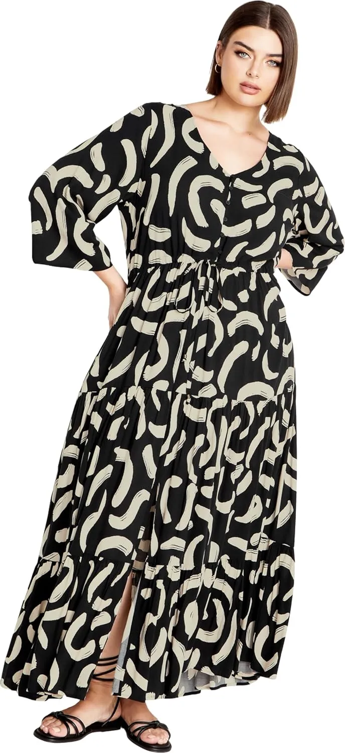City Chic Plus Size Dress, Endless Sun Print Maxi Dress