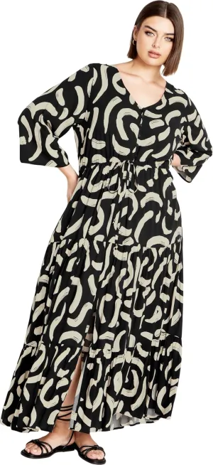 City Chic Plus Size Dress, Endless Sun Print Maxi Dress