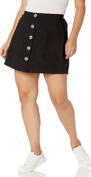 City Chic Women's Apparel Women's Plus Size Above The Knee Skort with Button Detail