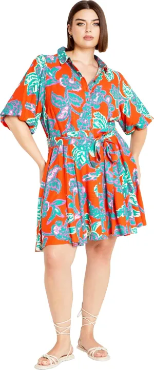 City Chic Women's Apparel Women's Plus Size Elbow Sleeve Button Up Shirt Dress