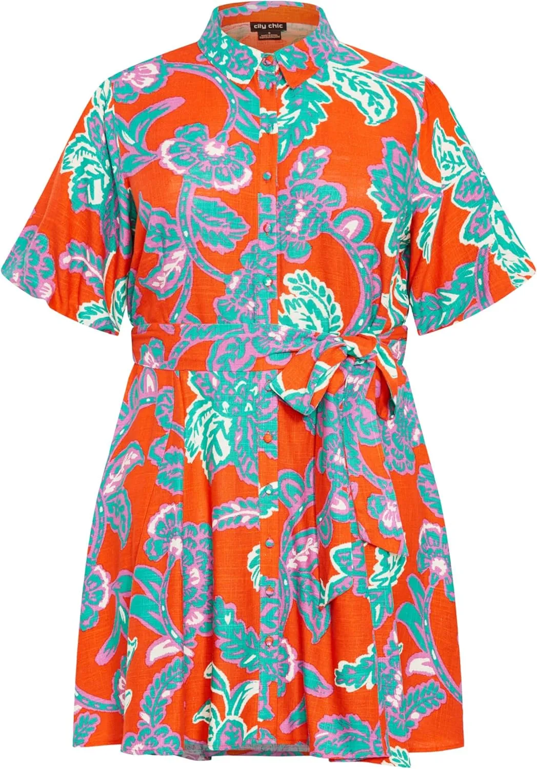 City Chic Women's Apparel Women's Plus Size Elbow Sleeve Button Up Shirt Dress