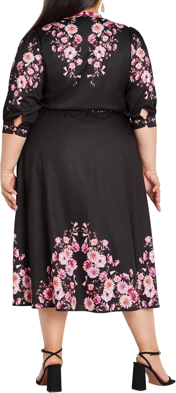 City Chic Women's Plus Size Annabelle Button Closure Midi Dress