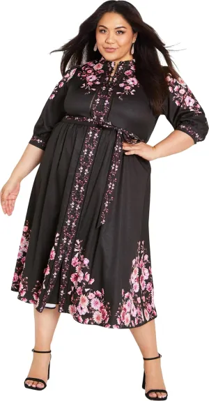 City Chic Women's Plus Size Annabelle Button Closure Midi Dress