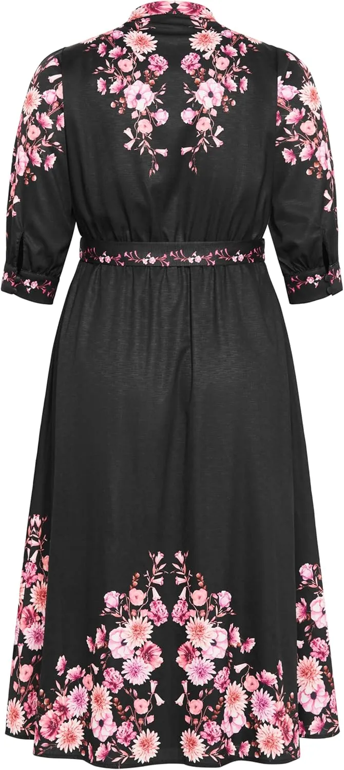 City Chic Women's Plus Size Annabelle Button Closure Midi Dress
