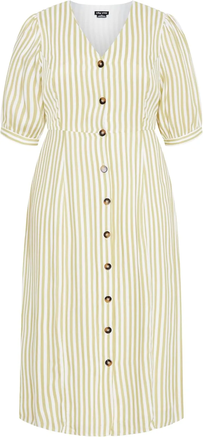 City Chic Women's Plus Size Dress - Charli Stripe Midi