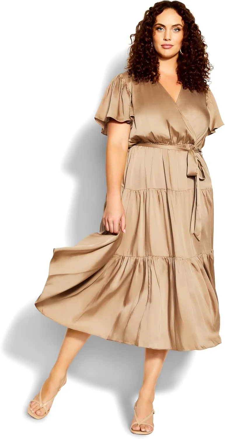 City Chic Women's Plus Size Dress - Tiered Sweetness Midi
