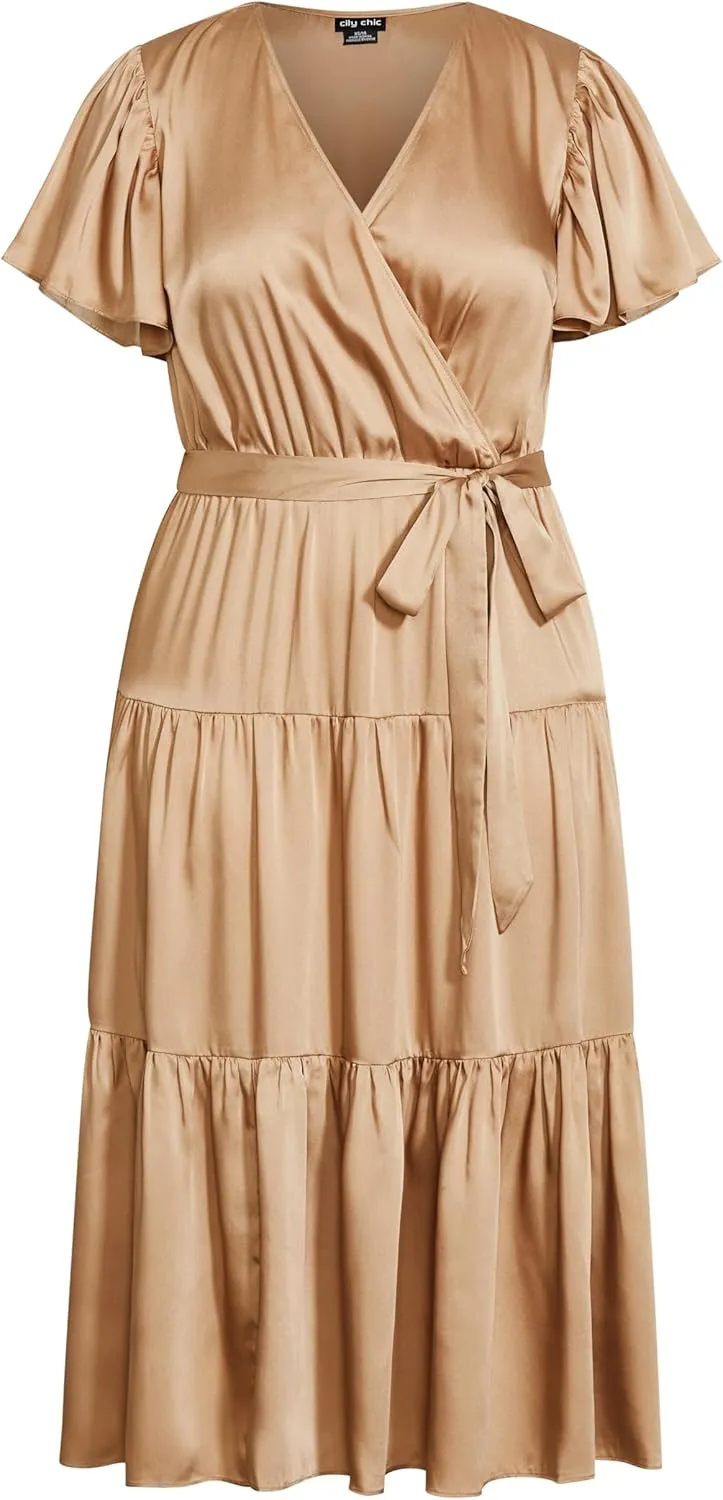 City Chic Women's Plus Size Dress - Tiered Sweetness Midi