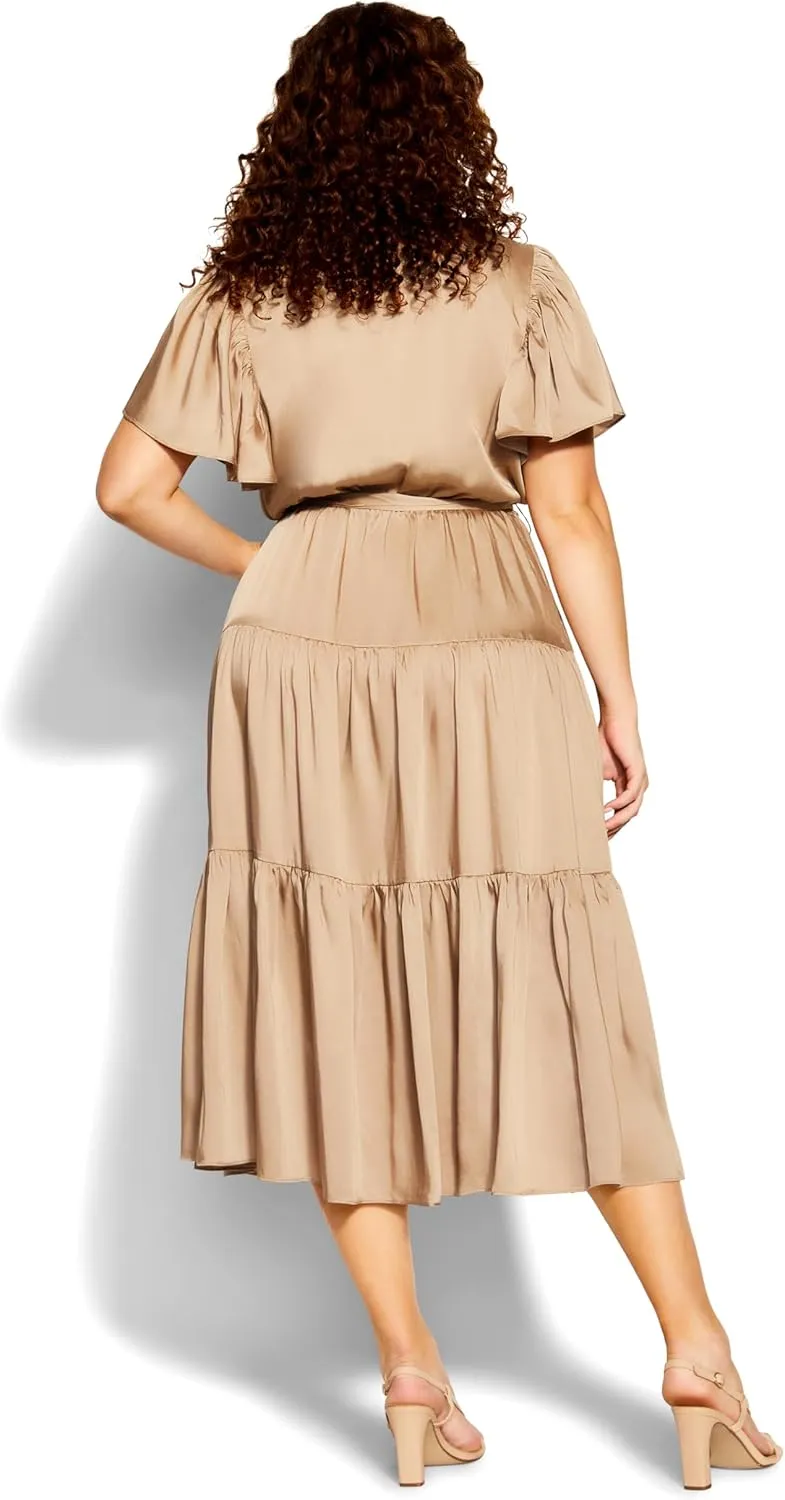 City Chic Women's Plus Size Dress - Tiered Sweetness Midi