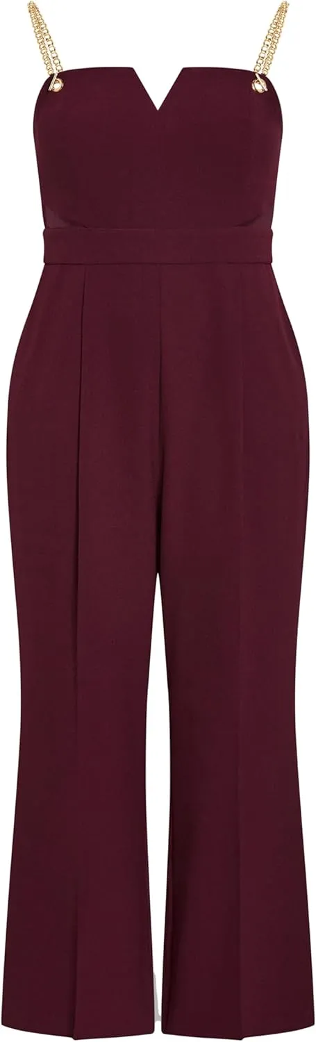 City Chic Women's Plus Size Jumpsuit - Ann Chain Sleeveless Wide Leg