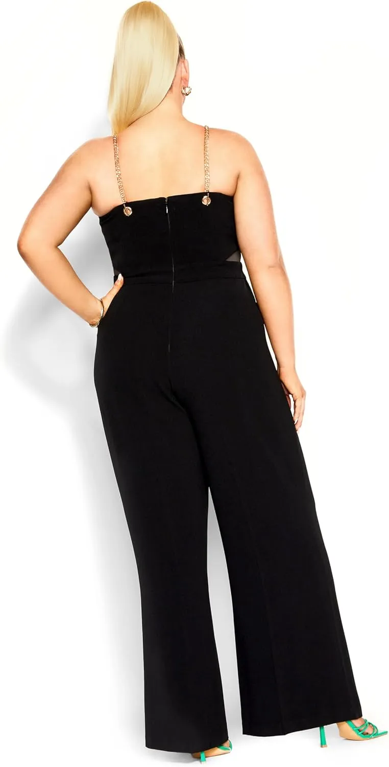 City Chic Women's Plus Size Jumpsuit - Ann Chain Sleeveless Wide Leg
