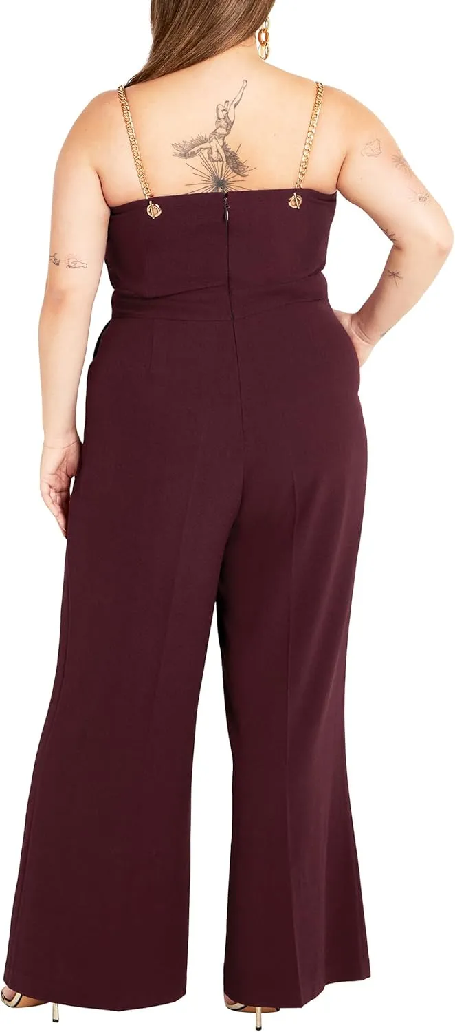 City Chic Women's Plus Size Jumpsuit - Ann Chain Sleeveless Wide Leg