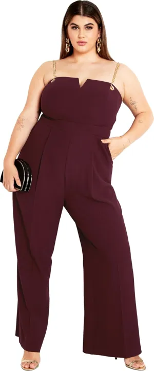 City Chic Women's Plus Size Jumpsuit - Ann Chain Sleeveless Wide Leg