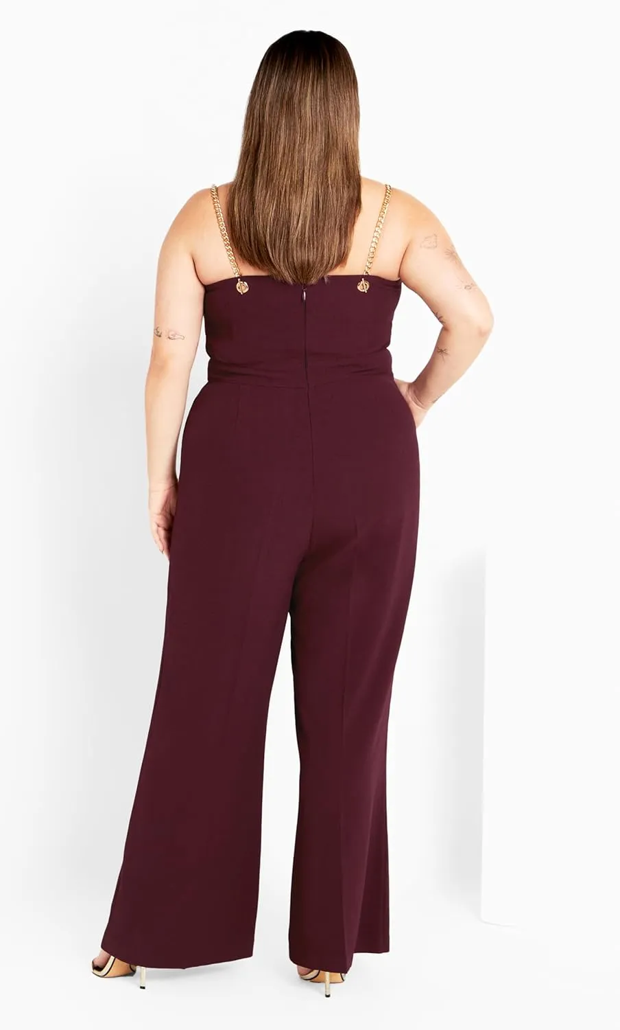 City Chic Women's Plus Size Jumpsuit - Ann Chain Sleeveless Wide Leg