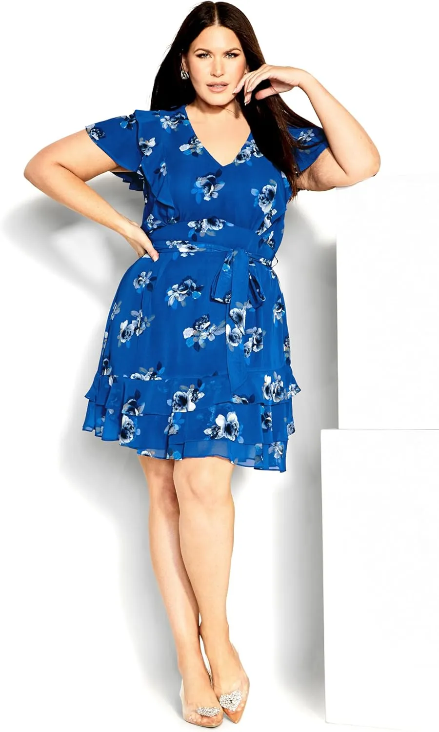 City Chic Women's Plus Size Romantic Print Dress